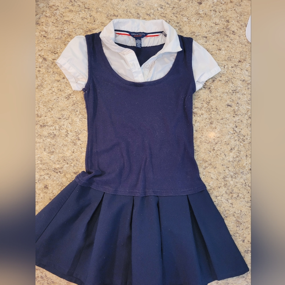 French Toast Navy Blue Layered Dress